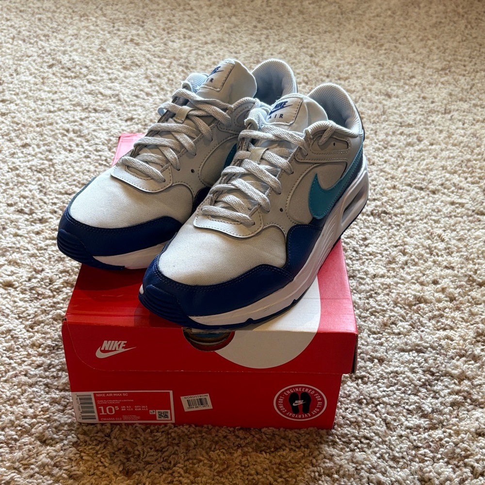 Nike Air Max White and Blue Shoes